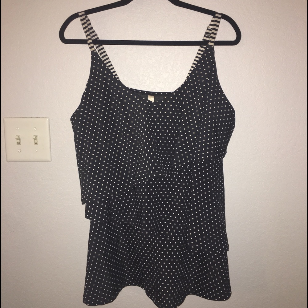 Swim by Cacique polka dot tankini top size 18